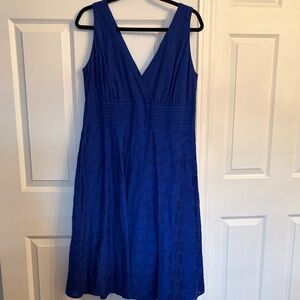 Fit and flare dress - royal blue- eyelet